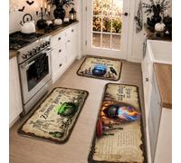 Gothic Witchcraft Potion Recipe Theme Cauldron Kitchen Rugs Sets of 3