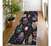Gothic Witchy Hallway Rug 65x300 Washable Vintage Fantasy Print Kitchen Carpet Runners Low Pile Non-Shedding Bedroom Living Room Runner Rug, Dark Magic Floor Mat for Indoor Entryway Cp362