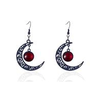 Gothic Witchy Moon Earrings for Women Vintage Dark Punk Vampire Dangle Earrings Halloween Mystery Vampire Costume Accessories, Alloy Steel, No Gemstone
