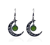 Gothic Witchy Moon Earrings for Women Vintage Dark Punk Vampire Dangle Earrings Halloween Mystery Vampire Costume Accessories, Alloy Steel, No Gemstone