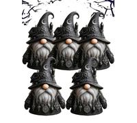 Gothic Wizard Gnome Statue - Gothic Garden Gnome with Hat, Funny Wizard Gnomes Set, Mysterious Fantasy Home Yard Decor Collectible, for Halloween, Christmas, Mini Figurines Lovers(2pcs) (5)