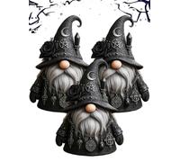 Gothic Wizard Gnome Statue - Gothic Garden Gnome with Hat, Funny Wizard Gnomes Set, Mysterious Fantasy Home Yard Decor Collectible, for Halloween, Christmas, Mini Figurines Lovers(2pcs) (3)