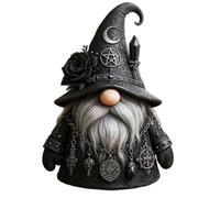 Gothic Wizard Gnome Statue - Gothic Garden Gnome with Hat, Funny Wizard Gnomes Set, Mysterious Fantasy Home Yard Decor Collectible, for Halloween, Christmas, Mini Figurines Lovers，1