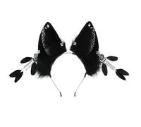Gothic Wolf Ear Headband Feather Hairband for Movie Enthusiasts Photography