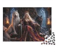 Gothic Wolf Queen 1000 Piece Wooden Jigsaw Puzzle,Gift Idea,Stress Relief,Whimsical Challenge,Wood,Adults & Kids 14+,Home Wall Decor,Educational Toy (75x50cm)
