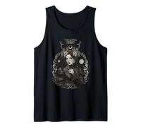 Gothic Woman Art Moon Phase Death Moth Floral Crown Tank Top