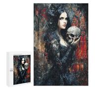 Gothic Woman Holding Skull Painting Puzzle 1000 Teile Schwer Puzzle Spielzeug Lernspiel Impossible Herausforderungsspielzeug Für Erwachsene Kinder 1000 PCS