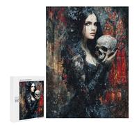 Gothic Woman Holding Skull Painting Puzzle 1000 Teile Schwer Puzzle Spielzeug Lernspiel Impossible Herausforderungsspielzeug Für Erwachsene Kinder 500 PCS