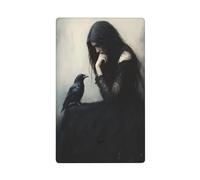 Gothic Woman with Raven Single Toggle Blank Wall Plate Light Switch Cover Decorative 1 Gang for Kitchen Room Bathroom Size 11.4x7cm