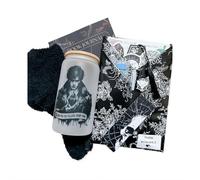 Gothic Wrapped Blind Date with a Book, Halloween Witch Themed Literary Box with Annotation Tabs, Dual Tip Highlighter, Bookish Stickers & Keychain Gift for DIY Book Lovers, (Black) (Style F)