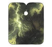 Gothic Yellow Lightning Shabby Castle Barbers Cape with Adjustable Snap Closure, Stylish Haircut Cape for Men bata para cortar Cabello 65" x 55"