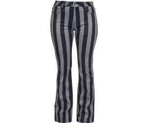Gothicana by EMP Grace - Black/Grey Striped Trousers Cloth Trousers black grey W31L30