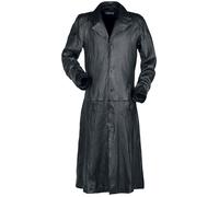 Gothicana by EMP Long Black Leather Coat with Collar Leather Coat black L