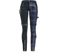 Gothicana by EMP Patterned Trousers with Studs and Straps Cloth Trousers black blue W27L32
