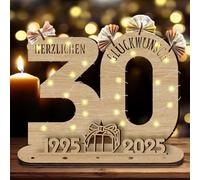GothicBride 2024 30th Birthday Gift Money Gifts Birthday, 30th Birthday Decoration Wooden Sign Guest Book with LED Fairy Lights, 30th Birthday Women Men Personalised Gift, DDSRMP-30-2