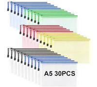 GothicBride 30 Pcs Plastic Wallets A5 Folders Document Wallets Ziplock Bags Waterproof Travel Storage Pouch for School Office Travel