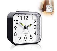 GothicBride Analogue Alarm Clock, No Ticking with Light, Analogue Alarm Clock Without Ticking, Portable, Snooze Function, Battery Operated, Loud Alarm for Deep Sleepers, Travel Alarm Clock for Hearing
