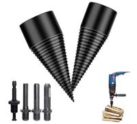 GothicBride Wood Splitter Drill Bit 42 mm + 32 mm Wood Split Set Screw Cone with 4 Drill Handles Drill Cone Wood Splitter Drill Set Split Wood Cone Wood Splitter Drill Bits