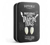 Gothika Professional Custom Fit Natural 18mm Vampire Fangs - Custom Fits to Your Teeth in 10 Minutes - No Adhesive Required - Realistic Look and Color
