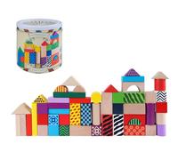 GOTHINK 50pcs Wooden Building Blocks Set - Montessori Shape Sorting Stacking Toys with Storage Bucket for 1-3 Year Old Boys Girls, Preschool Learning Toys