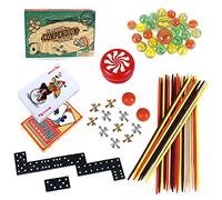 GOTHINK 6-in-1 Classic Games Set - Double 6 Dominoes, Pick Up Sticks, Playing Cards, Marbles, Jacks & YO-YO for Kids, Families, Classroom, Party & Birthday