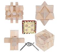 GOTHINK Brain Teasers Puzzles, Challenge Your Mind with 5-Pack Brain Teaser Puzzles for Kids and Adults - Metal and Wooden IQ, Logic, and Handheld Disentanglement Games