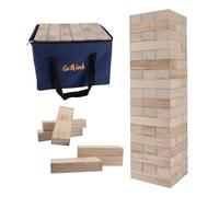 GOTHINK Giant Tumble Tower Game, Large Tumbling Tower Stack to Over 4 FT, 54pcs Wooden Jumbo Blocks for Outside Yard Games with Carry Case, Stacking Game for Kids and Adults Family