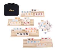 GOTHINK Large Numbers Rummy Tiles Game, Classic Rummy Cube Games, Great Gift for Kids Adults and Family Funny Party Games, 106 Tiles, 4 Wooden Playing Rack, 1 Dice (2-4 Players)