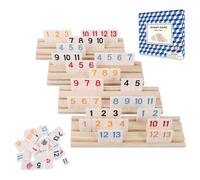 GOTHINK Rummy Tiles Game, Classic Large Numbers Rummy Cube Games with 106 Tiles, 4 Wooden Playing Rack, 1 Dice, Great Gift for Kids Adults and Family Funny Party Games (2-4 Players)