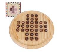 Gothink Solid Wooden Solitaire Game, Classic Handcrafted Rubber Wood Board Game Toy with 33 Smooth Wooden Ball, Strategic Mind Game for Kids and Adults