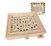 GOTHINK Wooden Labyrinth Game, Mable Ball Tilt Maze Board Game,Table Balance Game and Toy for Kids and Adults