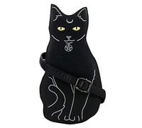 GOTHX GOTHIC BLACK PAGAN CAT SHOULDER BAG Ladies Long Strap Vegan Leather Black Handbag Occult Witch Craft Punk Rock Goth Travel Festival Bag