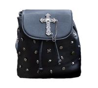 GOTHX Mini Black Gothic Metal Cross Stud Backpack Rucksack | Small School Rock Goth Cross Body Bag