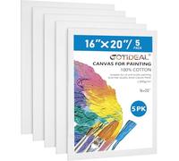GOTIDEAL Canvases for Painting, 16x20 inch of 5 Pack, Professional Primed White Blank Flat Canvas Panels- 100% Cotton Artist Canvas Boards for Acrylics Painting, Oil Watercolor Tempera
