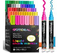 GOTIDEAL Chalk Markers, 30 Colors Liquid Chalk Markers for Blackboard Chalkboard Calendar Glass Neon Pens, Washable Window markers Paint and Drawing for Car, Auto, Bistro,Mirror Wet Erase Chisel Tip