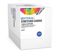GOTIDEAL Stretched Canvas, 8x10 Inch Set of 10, Primed White - 100% Cotton Artist Canvas Boards for Painting, Acrylic Pouring, Oil Paint Dry & Wet Art Media
