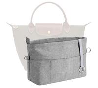 GoTiling Bag Insert Organizer with Multi-Pocket Zipper and Key Chain, Handbag Organizer Liner Insert for Women, Shaping Tote Bag Organiser (Gray, XS)