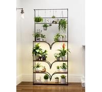 GoTiling Plant Stand Indoor with Grow Lights - 8 Tier 197cm Tall Metal Shelf, Multi-Level Plant Rack with Hooks for Pots, Herbs, Flowers, Corner Holder for Living Room, Balcony, Patio