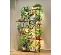 GoTiling Plant Stand Indoor with Grow Lights - 9 Tiered Metal Shelf, 63" Tall Plant Rack for Multiple Plants, Large Flower Holder Stand for Living Room, Patio, Balcony