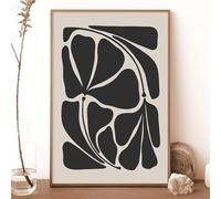 Gotletaeld Abstract Black Flower Canvas Art Neutral Flower Picture Aesthetic Artwork Black and Beige Abstract Wall Art Neutral Boho Prints Modern Minimalist Painting 16x24in No Frame