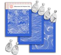 GOTO CLAY TOOLS waves doodle Silk Screen Stencils for polymer clay, 3 PCS Abstract waves pattern Silkscreen for Polymer Clay Earring making, Reusable Silk Screen Stencils for Polymer Clay SSCMB-6