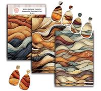 GOTO CLAY TOOLS Zentangle Transfer Paper - 6 Pcs, Transfer Paper for Polymer Clay, Earth tone Polymer Clay Transfer Sheet for Jewelry Making ZEN-R1TP2