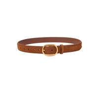 GOTOANT Womens Leather Suede Belt Brown Waist Belt for Casual Dress Jeans Ladies Genuine Leather Gold Buckle Belt, Camel, Fits waist size: 36"-40"