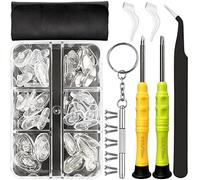 Eyeglass Nose Pads, GOTOBA 22 Pairs Screw-in Eyeglasses Nose Pads, Upgraded Glasses Nose Pad Replacement Kit with Eyeglass Screwdriver, Tweezers, Glasses Cloth, Small Screws.