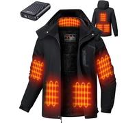 GOTOBI Men's Heated Jacket with Power Bank 12V 18400mAh, 8 Heating Zones Heated Jacket with 3 Temperature Levels, Smart Temp Control Warm Jacket for Men, Camping & Outdoor Work, Black,L