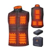 GOTOBI Men's Heated Vest with 16000 mAh Power Bank - 9 Heating Zones Heated Gilet with 3 Adjustable Temperatures, Warm Vest for Men Outdoor Activities, Motorcycling, Cycling,Black,L