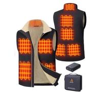 GOTOBI Men's Heated Vest with Power Bank 16000 mAh, 9 Heating Zones Canvas Vest with 3 Adjustable Temperatures,Heated Gilet for Winter Outdoor Skiing,Fishing,Black,2XL