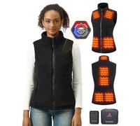 GOTOBI Women's Fleece Heated Vest with 16000mAh 7.4V Battery,9 Heating Zones Heated Gilet, Ergonomics Heating System,3 Adjustable Temperatures,Smart Temp Control Warm Vest for Women,Black,M