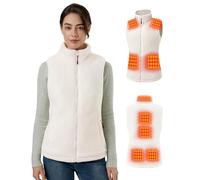 GOTOBI Women's Fleece Heated Vest with 16000mAh 7.4V Battery,9 Heating Zones Heated Gilet, Ergonomics Heating System,3 Adjustable Temperatures,Smart Temp Control Warm Vest for Women,White,M