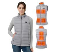 GOTOBI Women's Heated Vest with 16000 mAh Power Bank Included, Ergonomics Heating System, Smart Temp Control, Lightweight Heated Jacket for Women,Grey,S